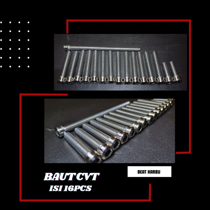 baut cvt beat karbu bahan stenlles kunci L anti karat / baut probolt / baut stenlles / baut mesin