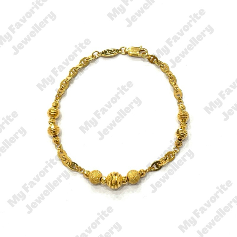 Gelang Castelli Bola Pasir Kristal EMAS ASLI Kadar 700