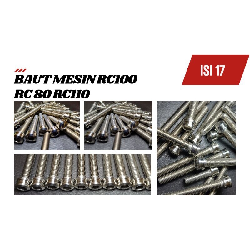 baut set mesin rc100 stenlles / Tornado /crystal /rc sprinter set kiri kanan sudah termasuk sama bau