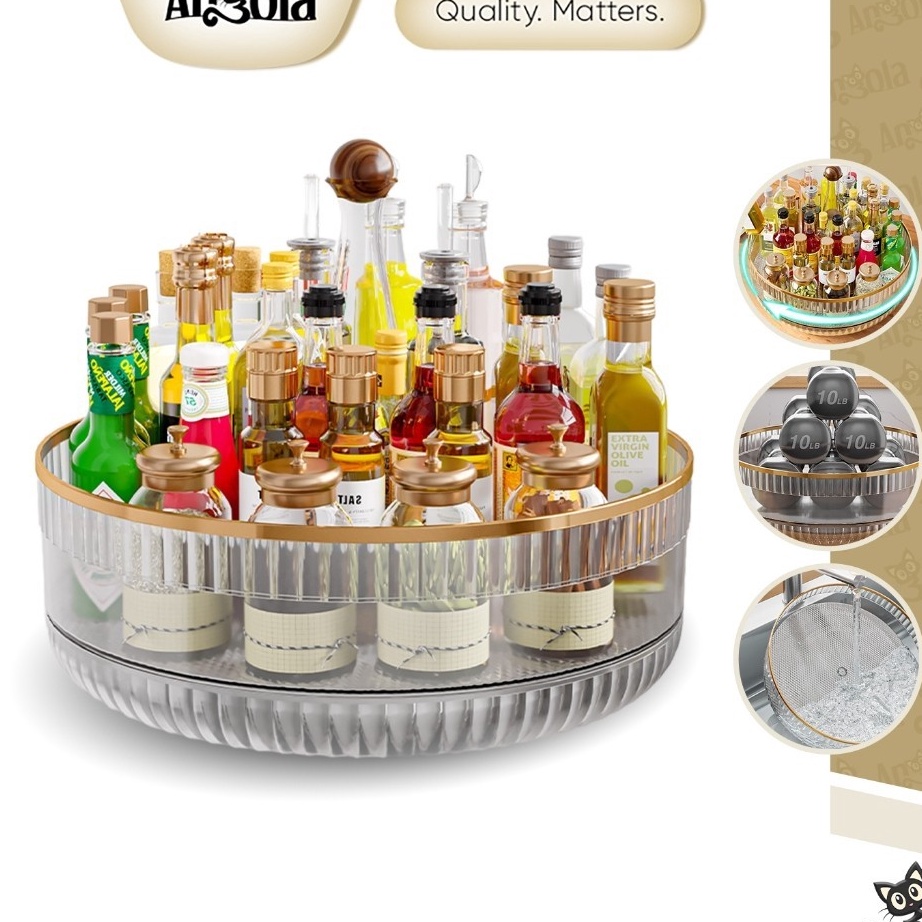 Cepat ANGOLA Rak Bumbu Putar Akrilik  Rak Buah Putar Transparan C99 Kitchen Rack OrganizerRak Serbag