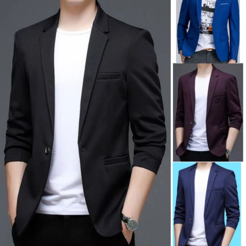 Jas pria tanpa tutup / Jas pria semi formal/ blazer pria hitam nevy abu biru