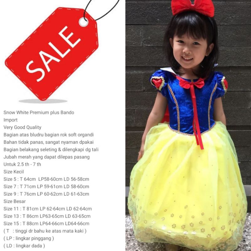 SNOW WHITE PREMIUM - Baju Snow White Anak - Dress Snow White Anak - Dress Princess Anak