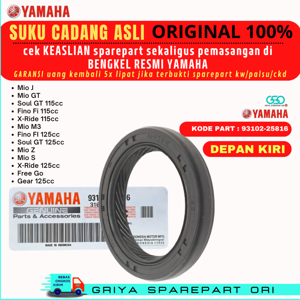 Seal kruk Mio J Original Yamaha Sil kruk Mio m3 Ori Seal kruk depan kiri Soul GT Mio GT Sil Kruk Fin