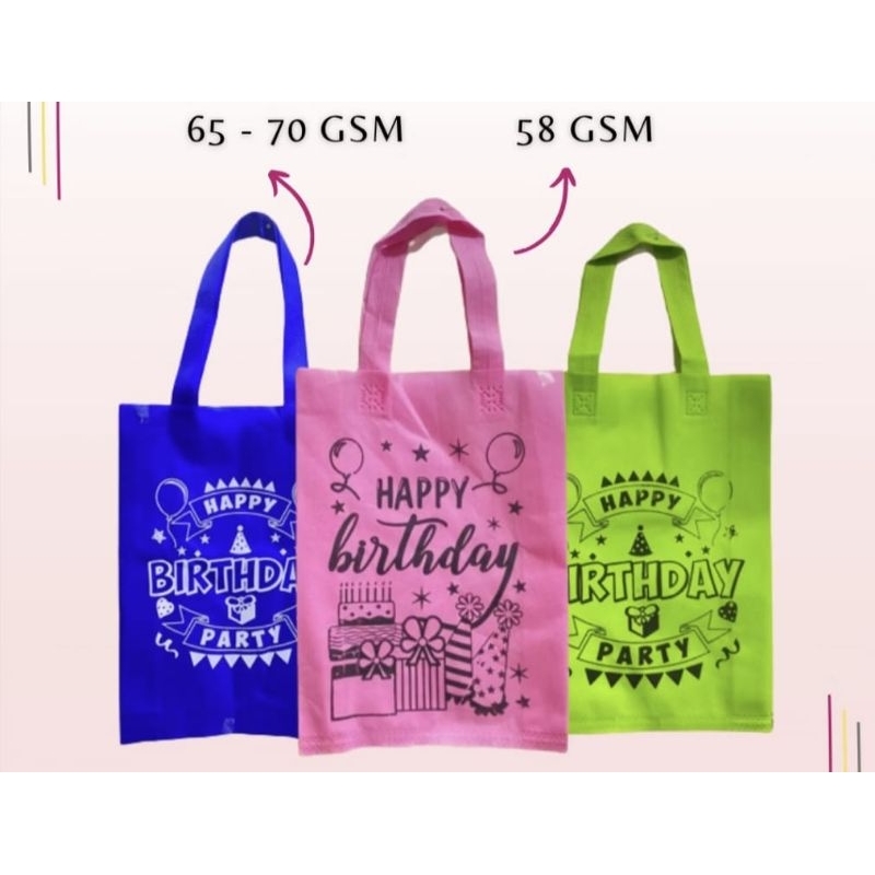 

1 lusin isi 12 pcs Tas goodie bag ukuran 25 X 35 X 8 Tas Motif happy birthday