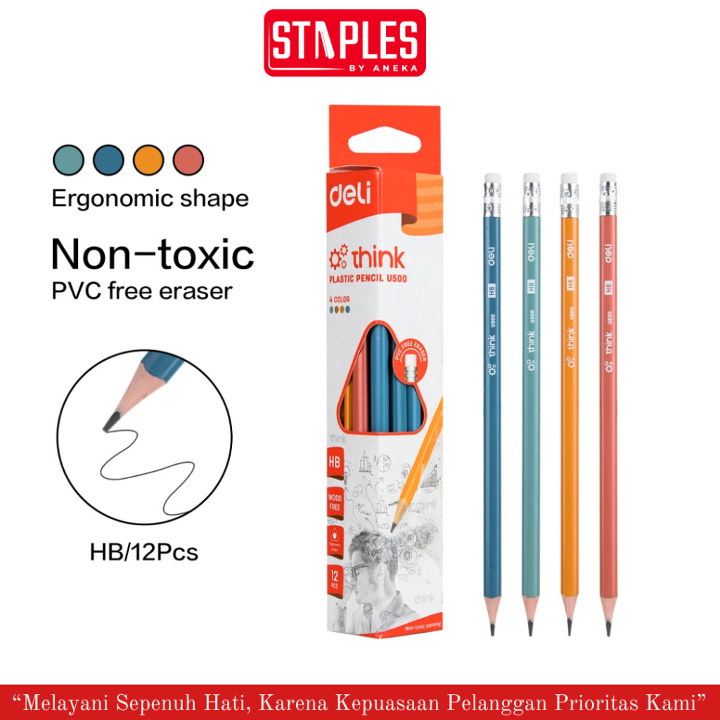 

Deli Pensil HB / Pensil Bentuk Segitiga EU50000 / Pensil Think HB (12pcs)