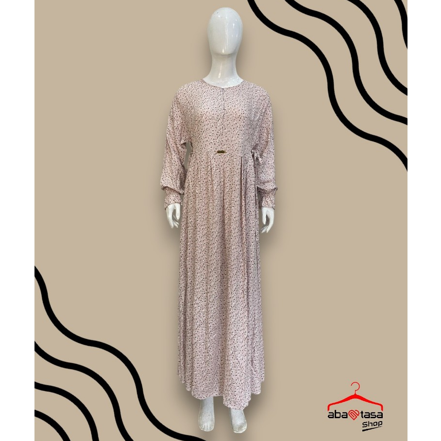 Gamis rayon motif bunga /dress wanita muslim terbaru kekinian