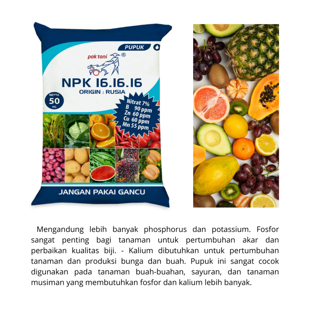 Pupuk NPK Cap Pak Tani Biru | NPK 16:16:16