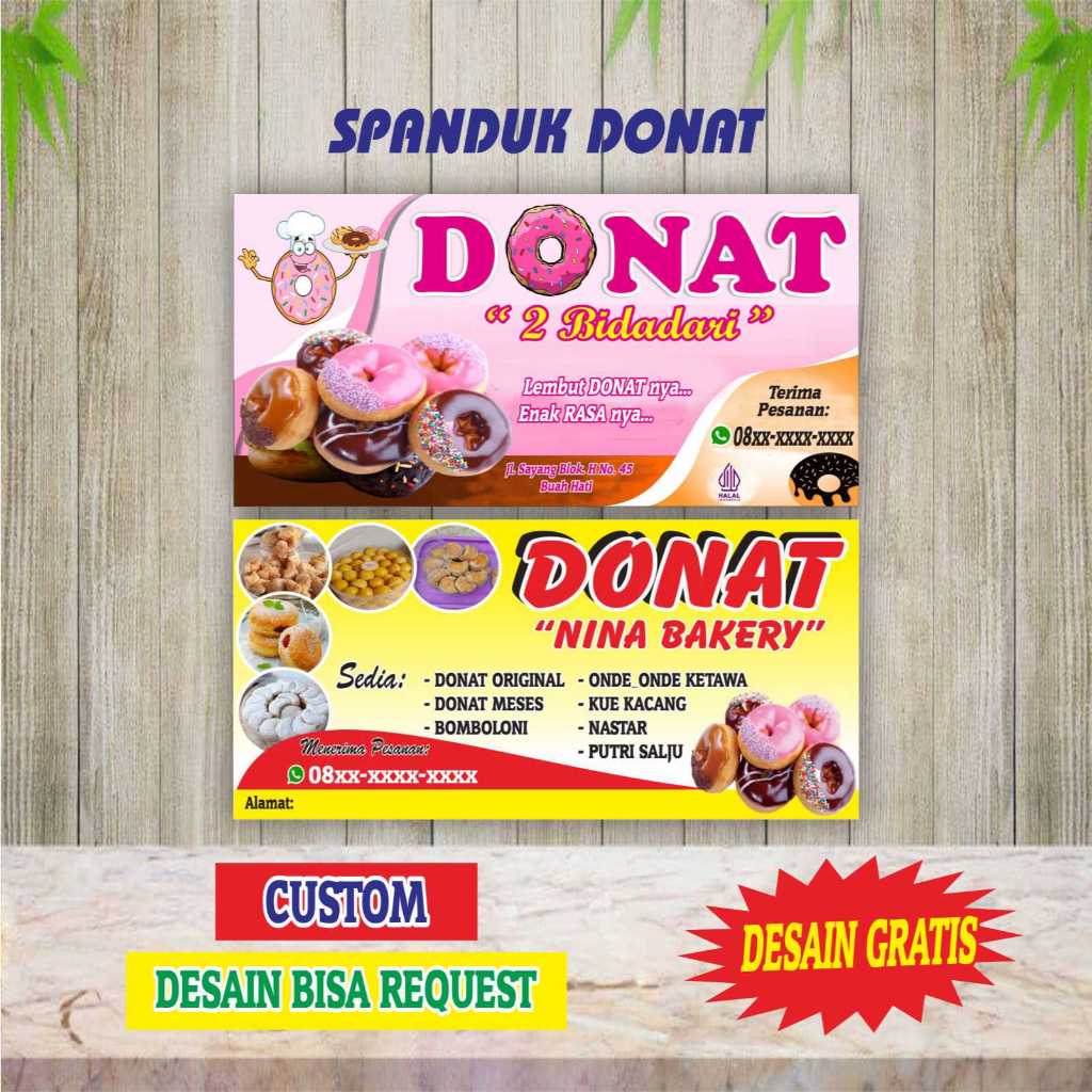 Spanduk Banner Donat Donut Kue Donkus Bisa Request Desain Custom