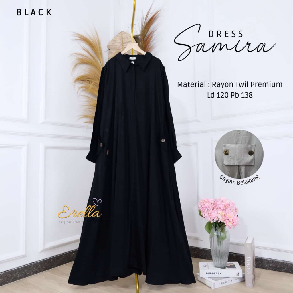 Samira Dress/Gamis Polos Wanita Panjang  Premium Kekinian Bahan Rayon Twill Premium