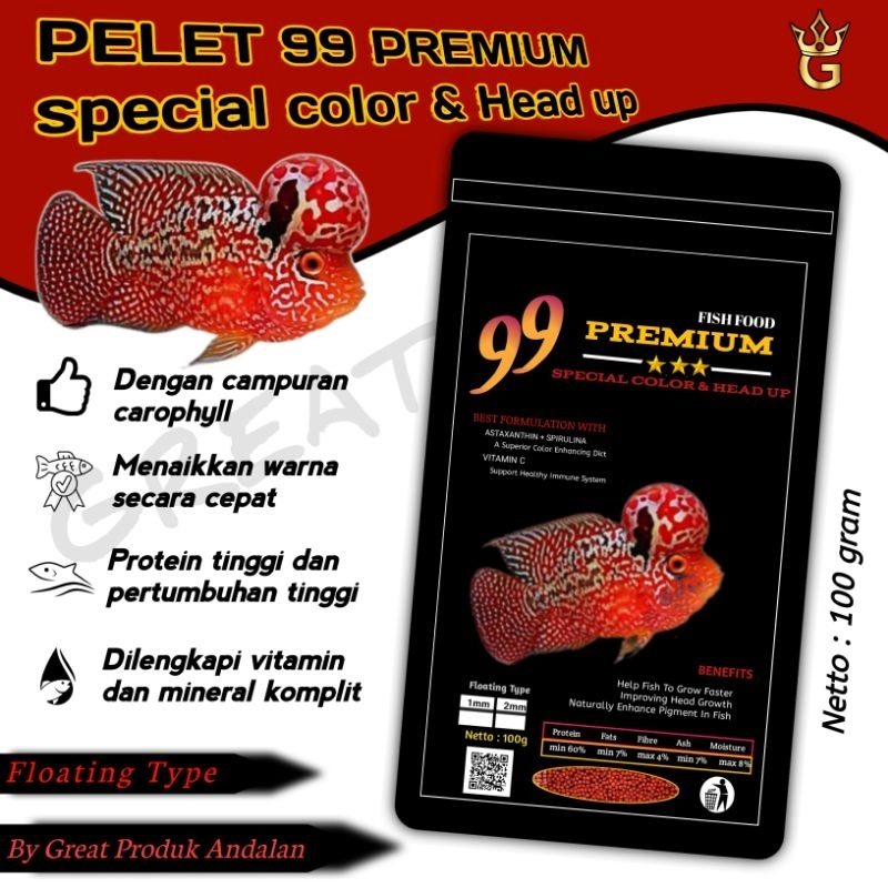 pelet premium 99 louhan Pelet ikan louhan pakan ikan louhan merah, jenong dan mutiara