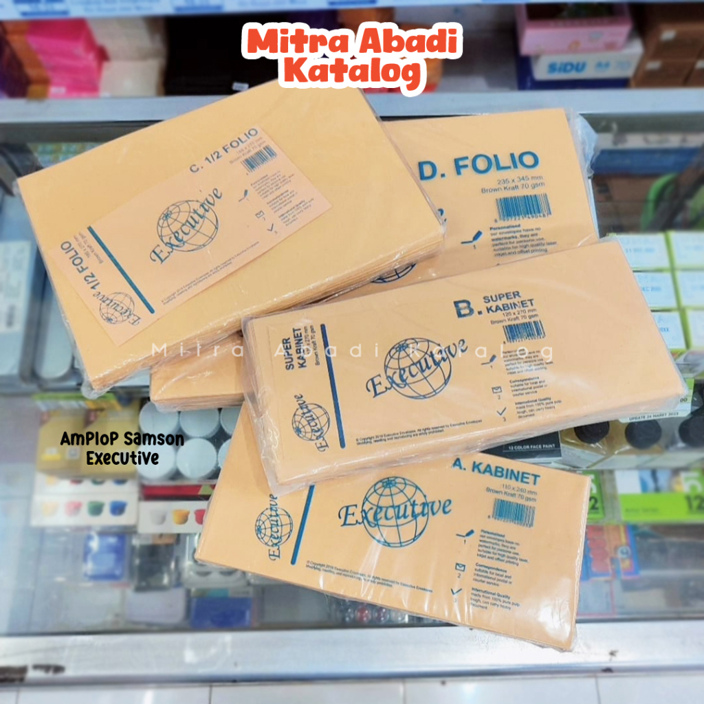 

(100PCS) AMPLOP SAMSON EXECUTIVE / 1 PACK UKURAN A, B, C, D, E AMPLOP COKLAT SIZE KABINET, SUPER KABINET, 1/2 FOLIO, FOLIO, MAP BESAR KECIL SEDANG ALAT TULIS KANTOR SEKOLAH KULIAH KAMPUS MURAH LENGKAP / MITRA ABADI KATALOG JOGJA