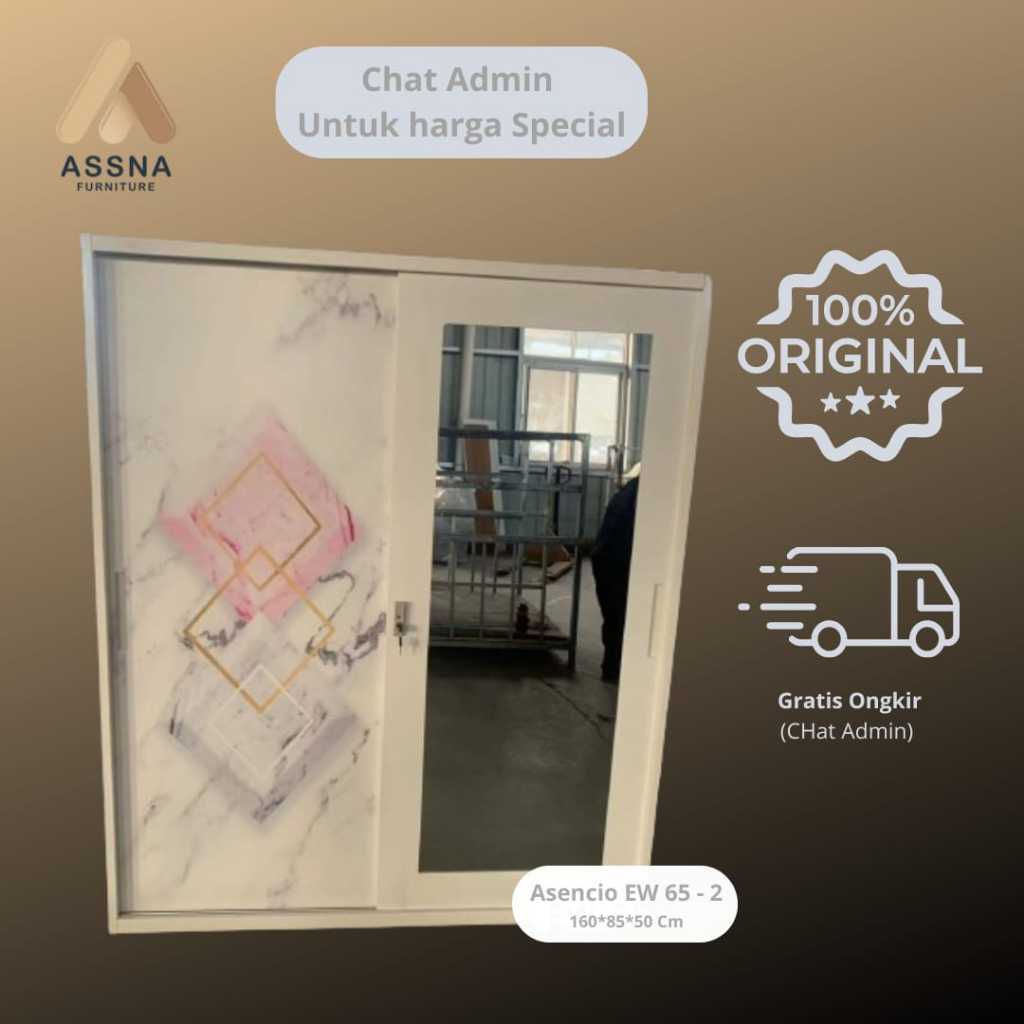 Lemari Baju Besi pintu sliding asencio Ew 65 – 02 Marble