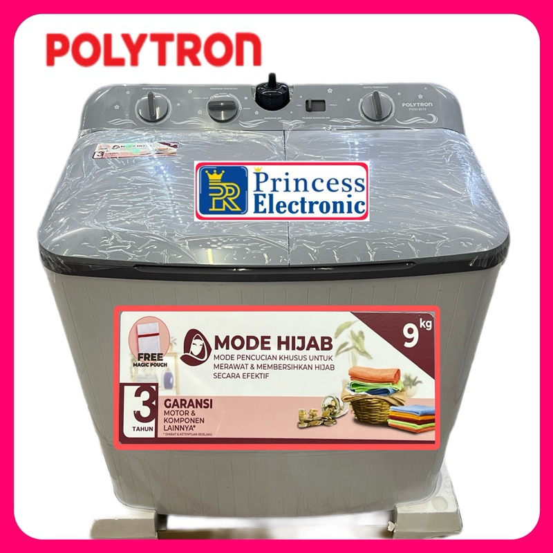 POLYTRON Mesin Cuci Low watt 2 Tabung 9 KG PWM 9076