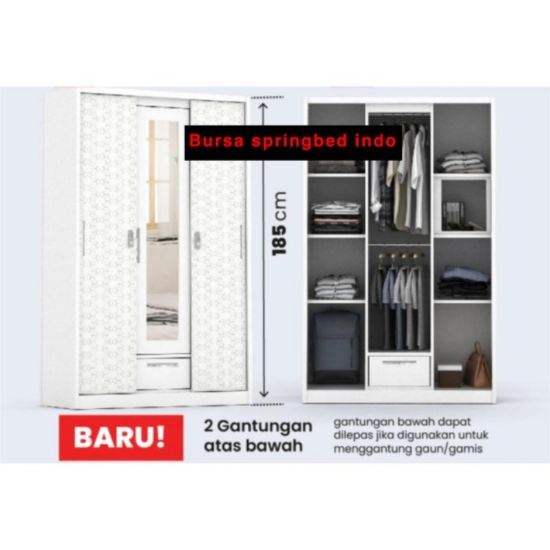 lemari pakaian besi 3 pintu lemari baju 3 pintu besi pintu sliding pintu geser