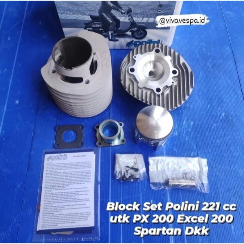 Blok Set Polini 221cc Utk Vespa PX 200 EXCEL 200 Spartan dkk