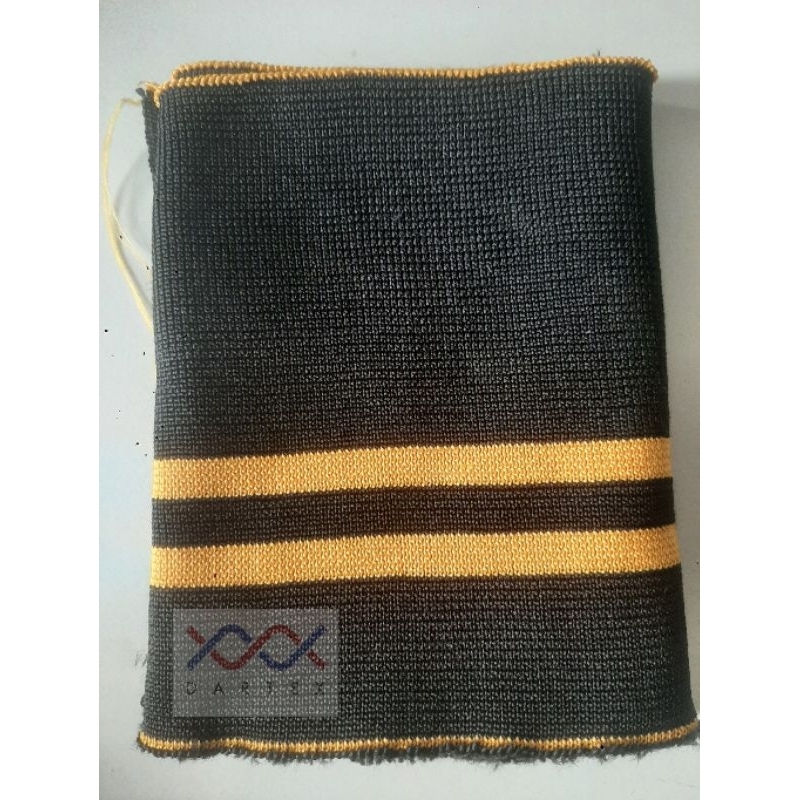 kain rib/bur warna hitam polet kuning perstrip