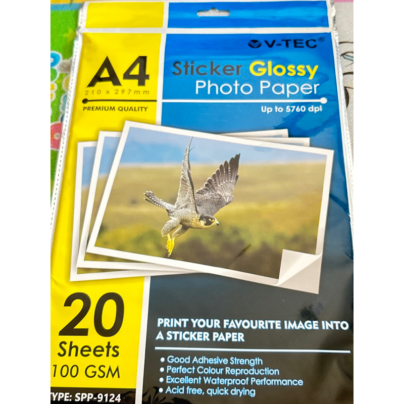 

Stiker Glossy fhoto paper isi 20 shet 100 gsm