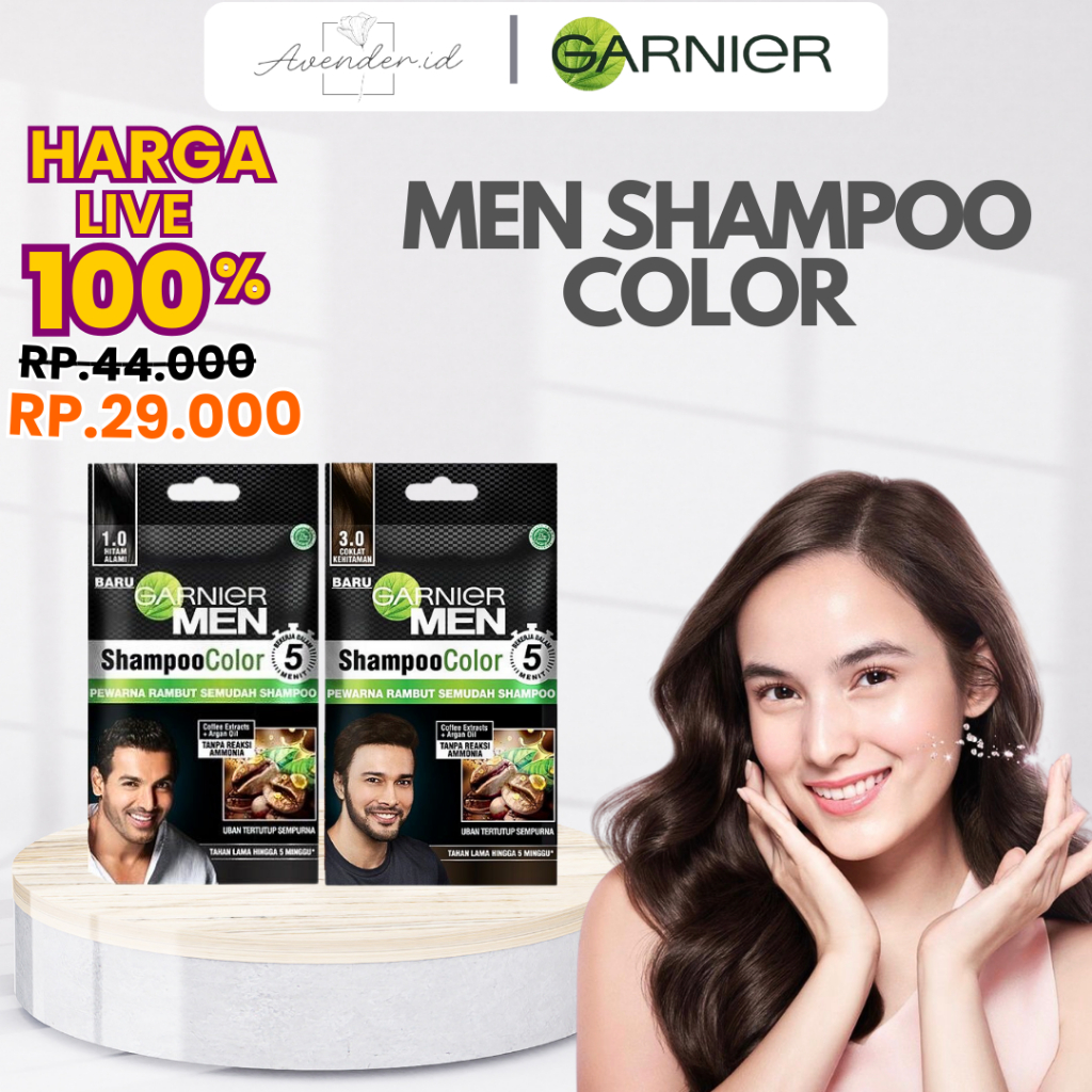 (GET 1 GIFT) GARNIER MEN SHAMPOO COLOR SACHET | Cat Rambut | Pewarna Rambut Pria Semudah Shampoo