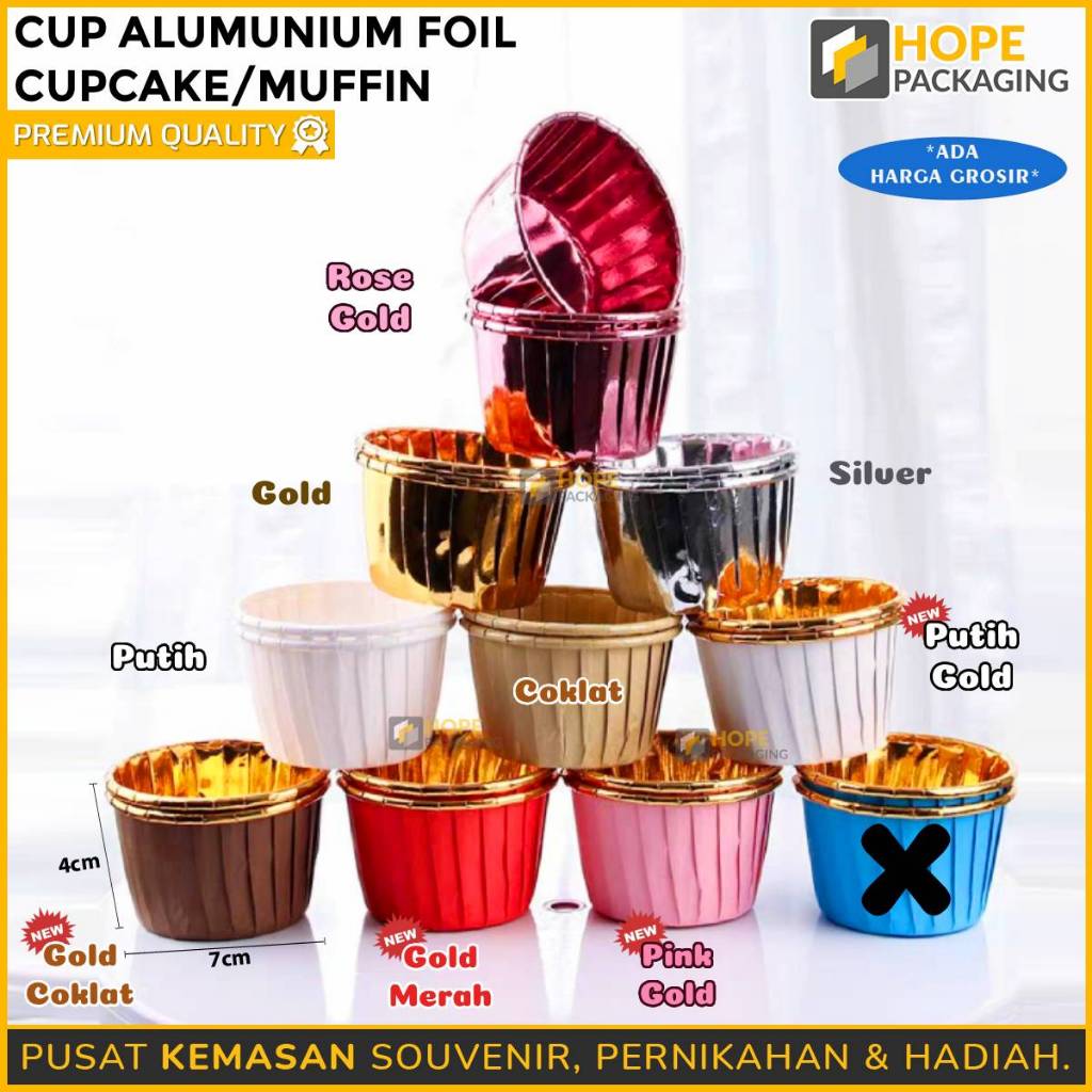 [Harga / 10PCS] Cup Alumunium Foil/Tatakan Kue Cupcake Muffin/ Loyang Kue/ Kotak Kue Mini