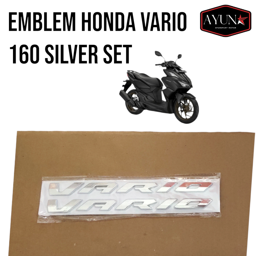 Emblem timbul Vario 160 New Emblem Logo Timbul Vario 160 New Stiker Sticker Vario 160 New Set Silver