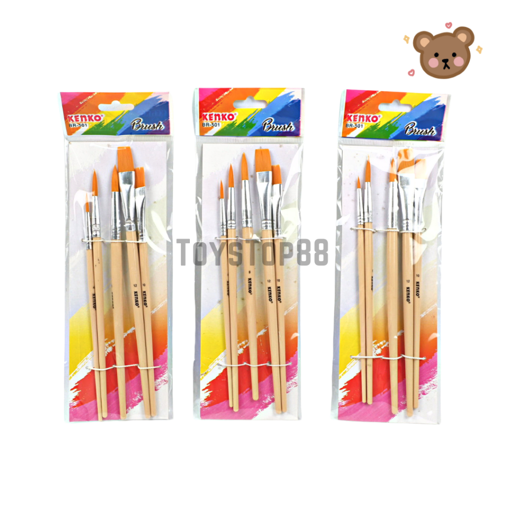 

Kuas Lukis Kenko BR-501 - Kuas Cat Air Set isi 5 pcs - Paint Brush Kit