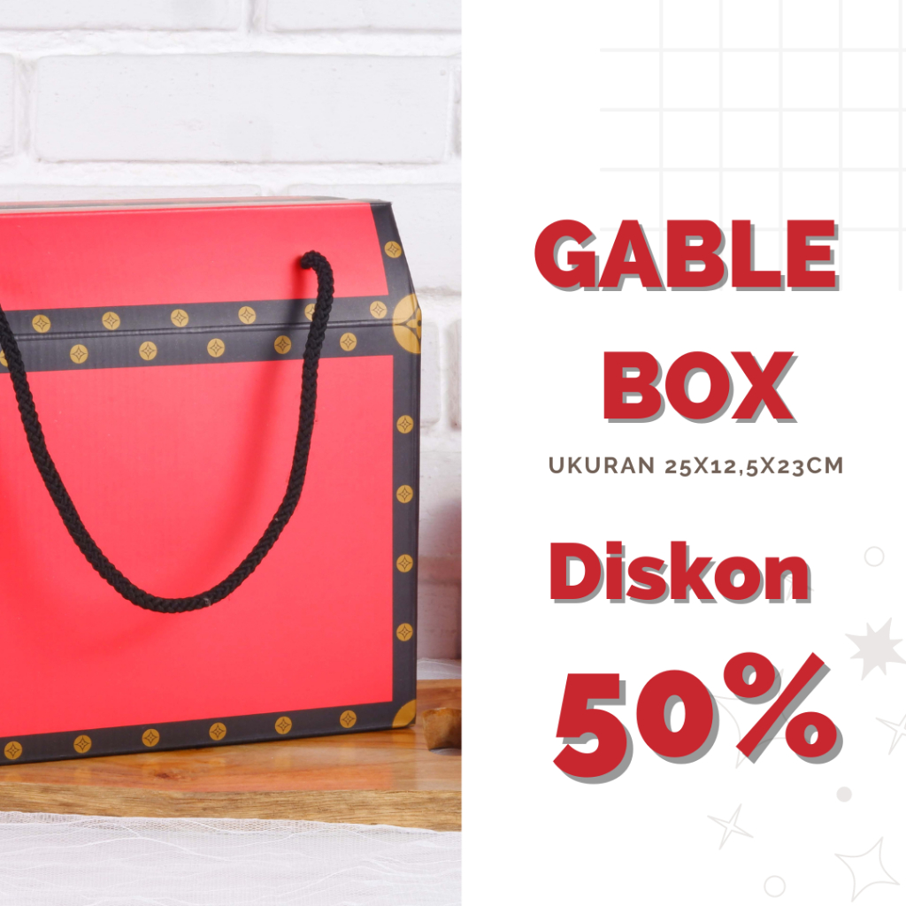 

Gable Box Merah & Hitam/ Dus Uk 25x12,5x18cm Untuk Toples 250/350/500gr /2pcs