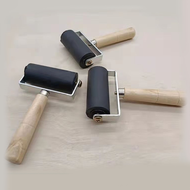 

6/10 Cm Roller Karet Rubber Roller Wooden Handle Hard Roll Rubber Roll Roll Grafis Untuk Printmaking