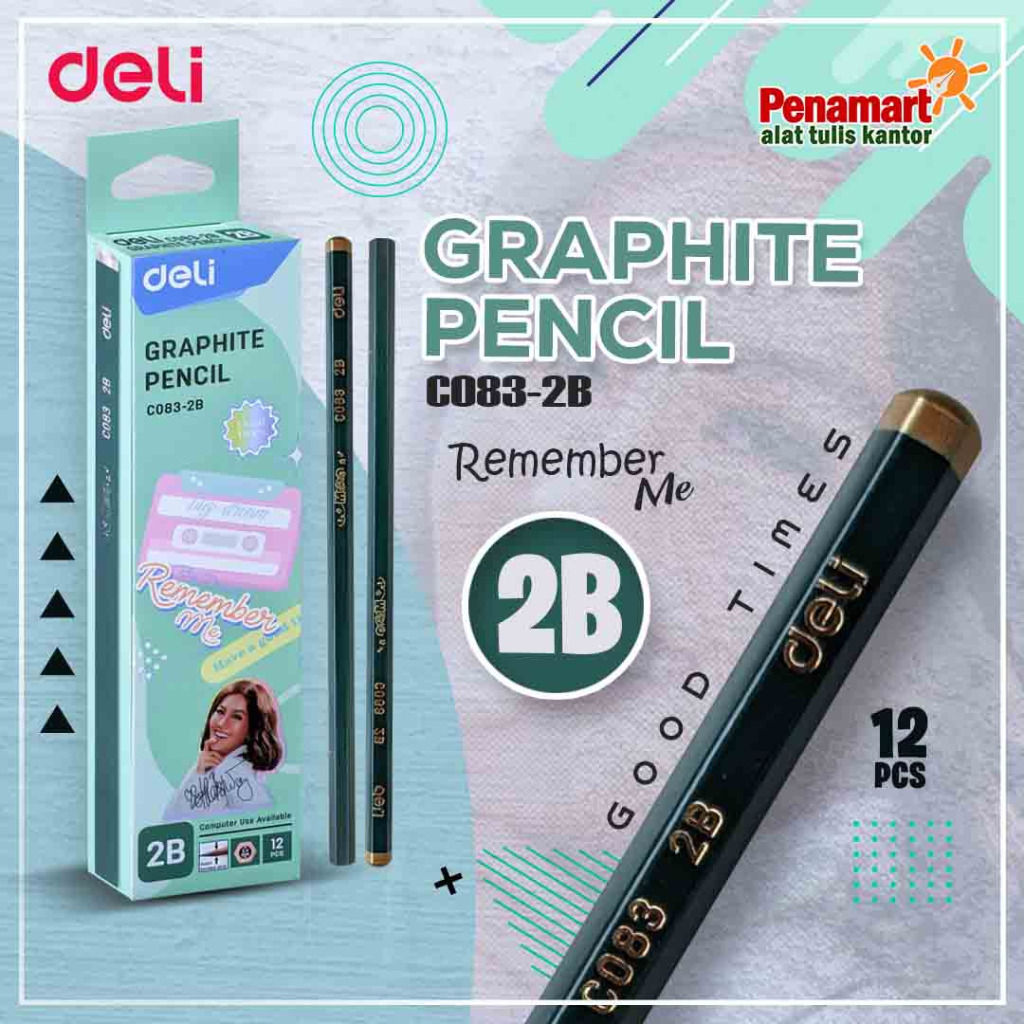 

Deli Graphite Pencil 2B Pensil C083-2B 1 Lusin Isi 12 Pcs (DL229)