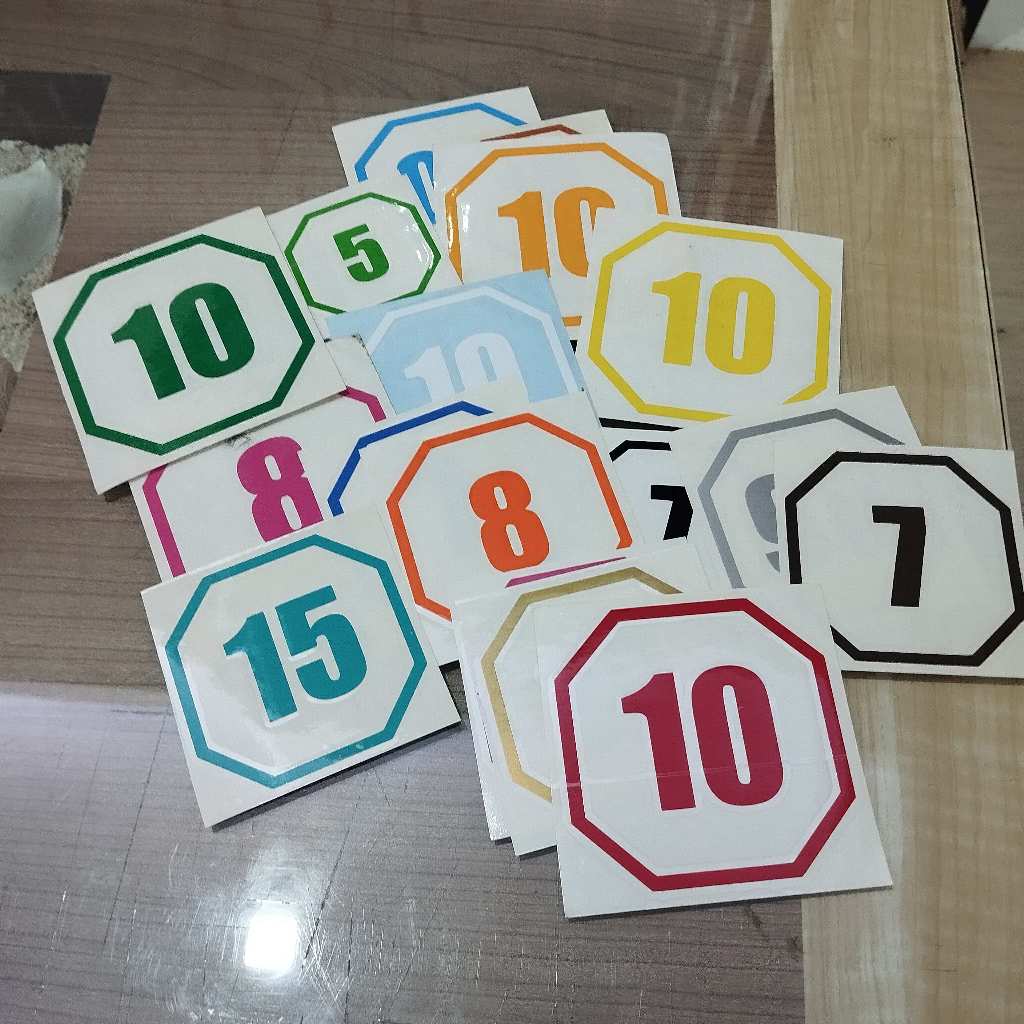 

STICKER CUTTING ANGKA MODEL SEGI 8 UKURAN 17 CM BAHAN MERK ORACAL GLOSSY