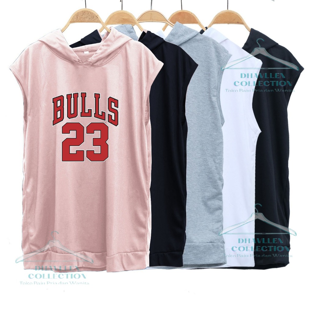RJ6 Kaos Hoodie Singlet Fashion Outdoor BULLS 23 Tanpa Lengan Pria Dewasa Singlet Hoodie Cowok Gym