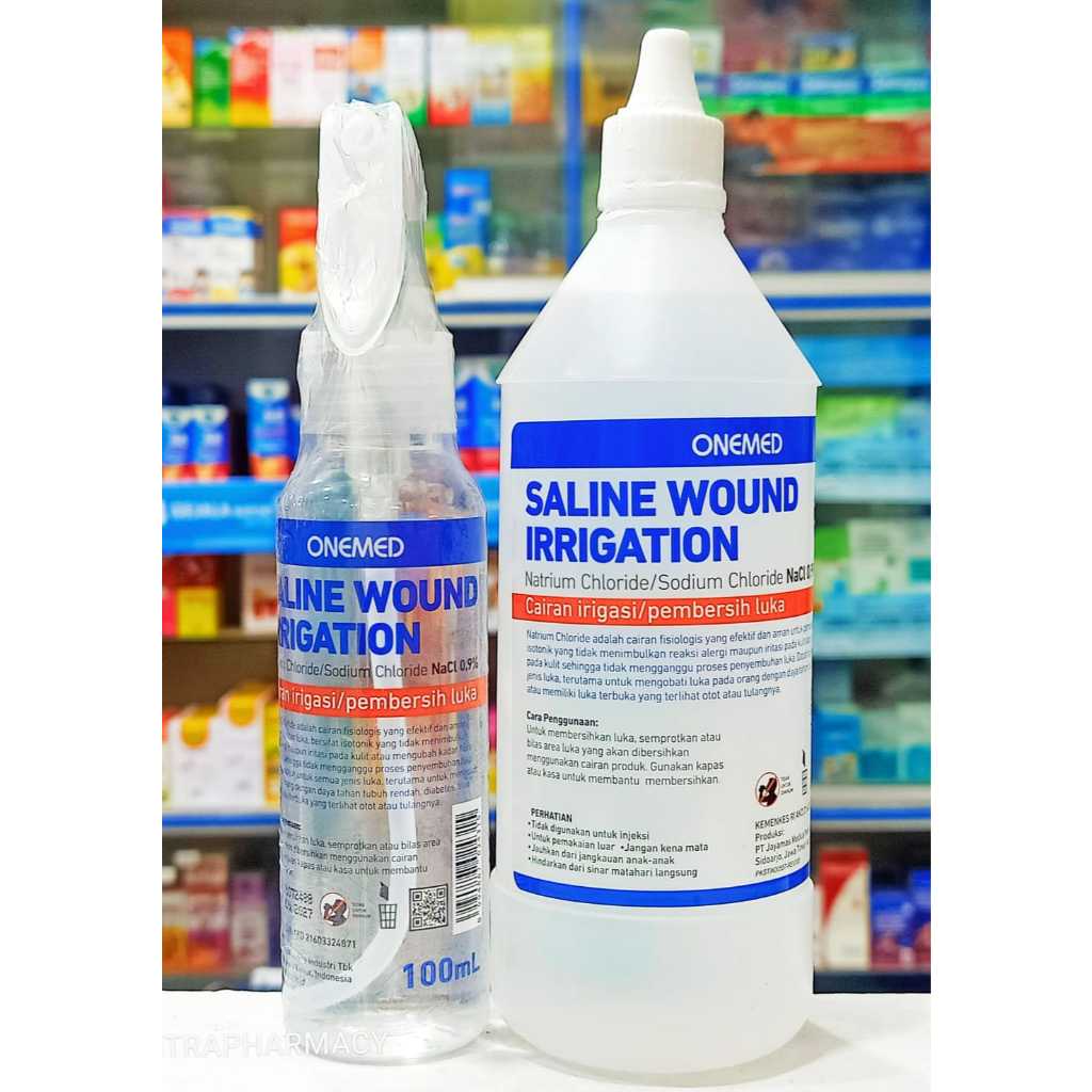ONEMED SALINE WOUND IRRIGATION 100ml dan 300ml - CAIRAN PEMBERSIH LUKA NACL (0,9%) STERIL