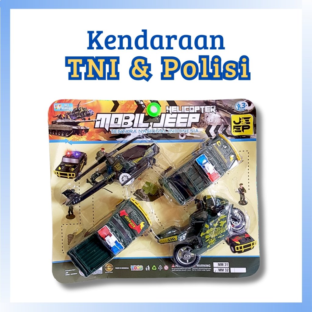 Mainan Mobil Polisi/Mainan Kendaraan Polisi/Mainan Mobil Tentara Indonesia/Mainan Kendaraan Militer