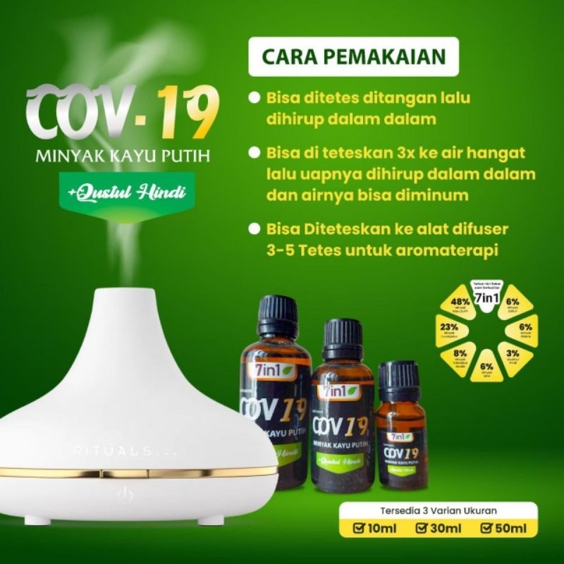 Essential Oil Covi 9`Minyak Kayu Putih Plus Qusthul Hindi Isi 10ml,30ml&50ml