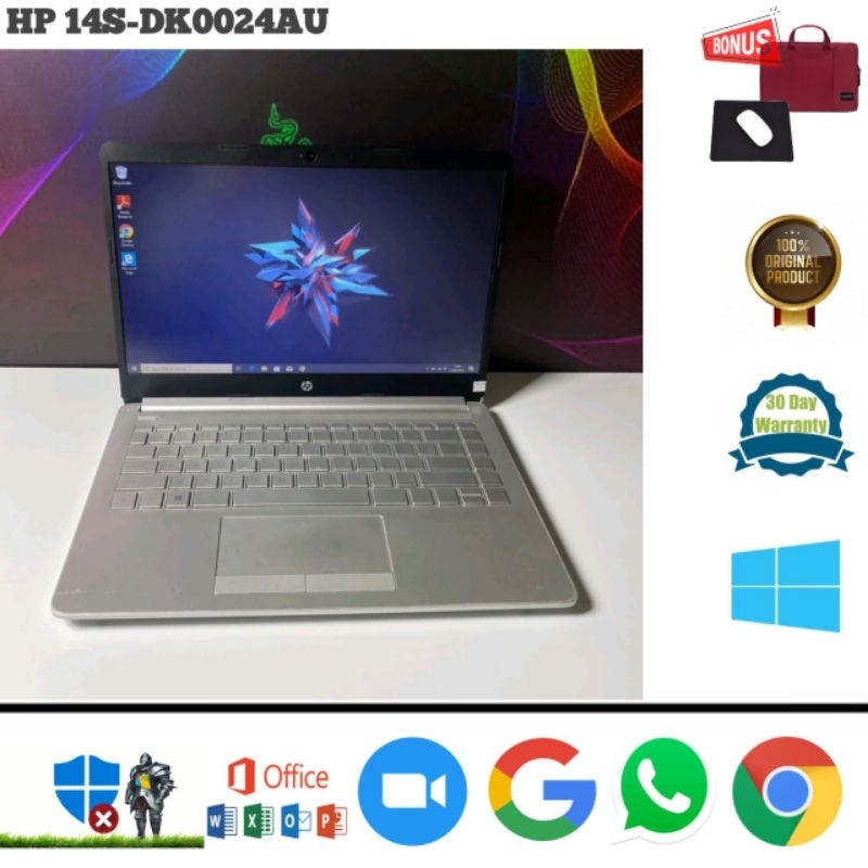 Laptop Hp 14s-dk0024au AMD A9 Ram 8 SSD 128GB Windows 10 Siap Pakai