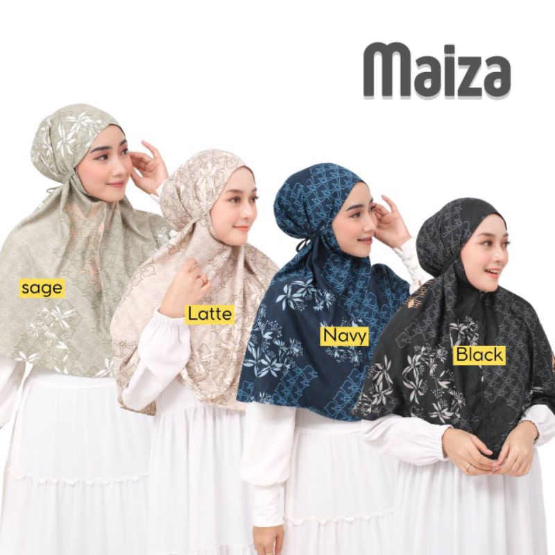 Hijab Maiza Bergo Motif | Khimar Maiza Maxmara Import | Hijab Instant Motif | Bergo Tali Motif