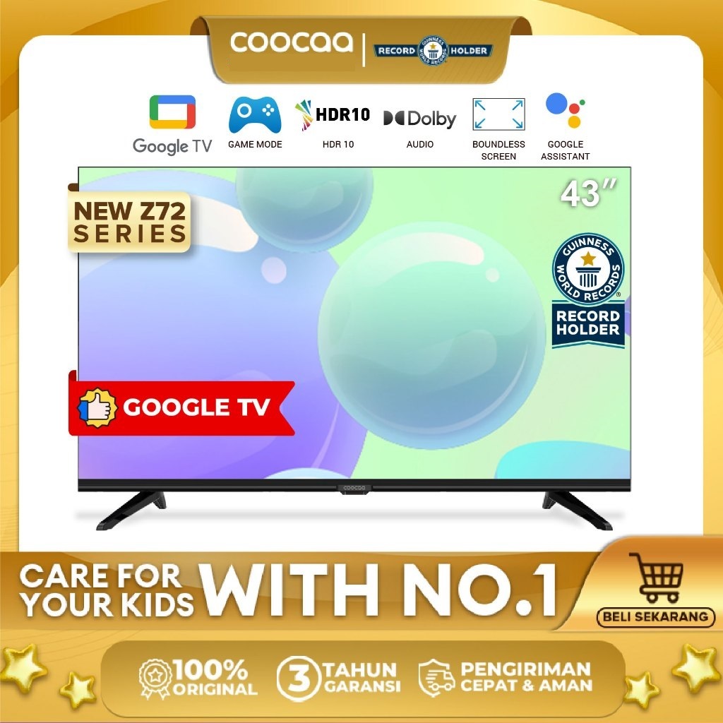 COOCAA 43 inch Google Smart TV Digital LED TV | 43Z72 | Garansi Resmi | 100% Baru / BNIB