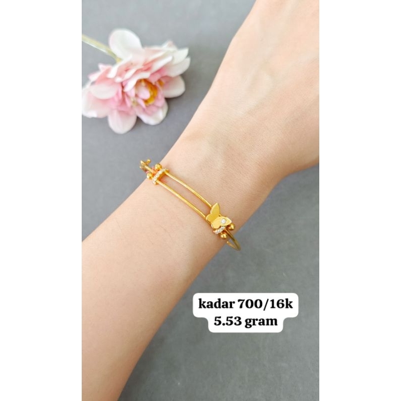 gelang Tangan Bangle model kupu emas asli Kadar 700