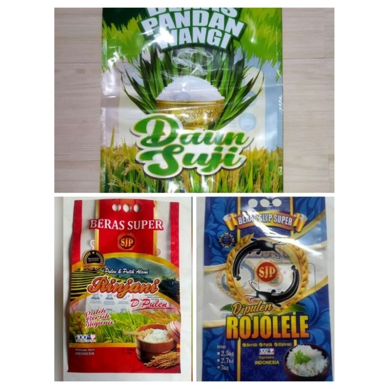 promo plastik laminasi beras,kemasan plastik beras laminasi 2,5kg/3kg/5kg merk Rojolele