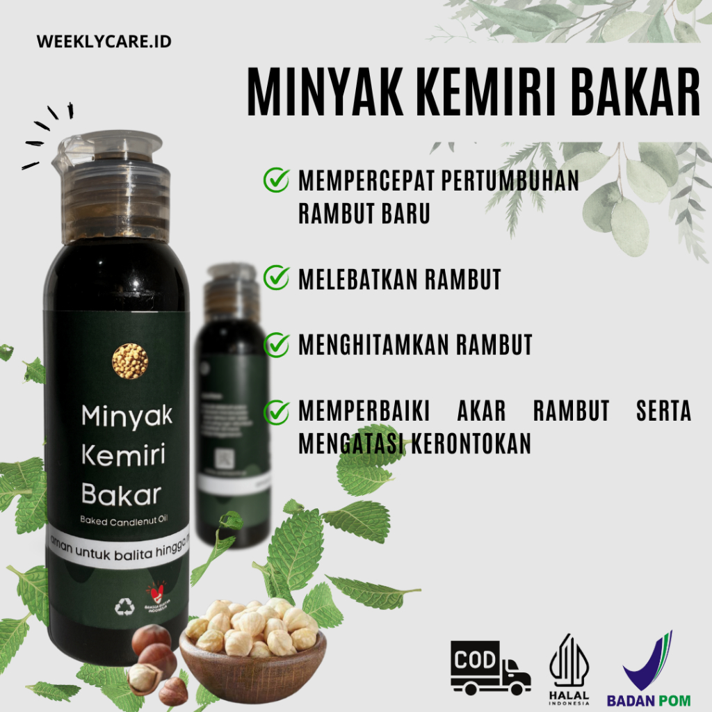 MINYAK KEMIRI BAKAR (100% ORIGINAL) - Penumbuh Rambut Bayi / Penghitam Rambut / Mengurangi Rontok / 