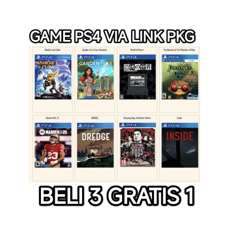 GAME PS4 PKG VIA LINK BELI 3 GRATISS 1