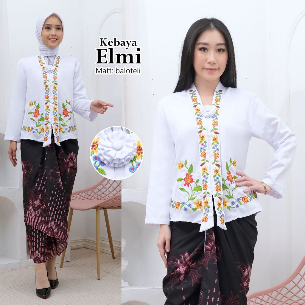 READY!!! Atasan Kebaya Encim Senada Modern ELMI lengan panjang cocok untuk berhijab/wisuda/pesta DLL