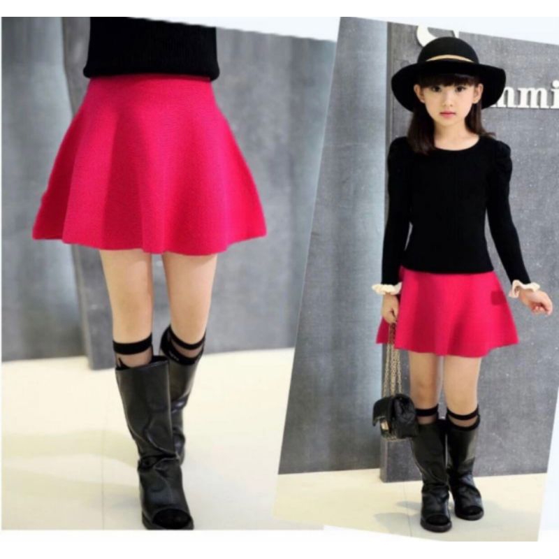 Rok Polos Anak Perempuan Rok Mini Anak Korea Rok Mini Payung Rok Usia 1-10 Tahun