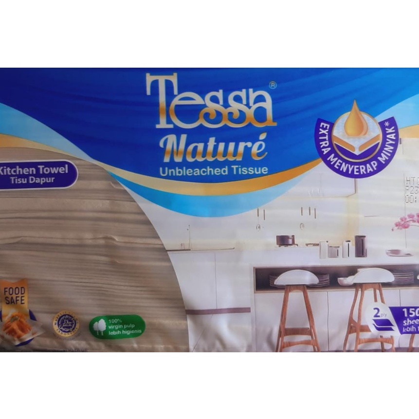 HJ6 Tissue Dapur Tessa Nature 15 Sheets x 2 Ply THSN2  Warna Coklat