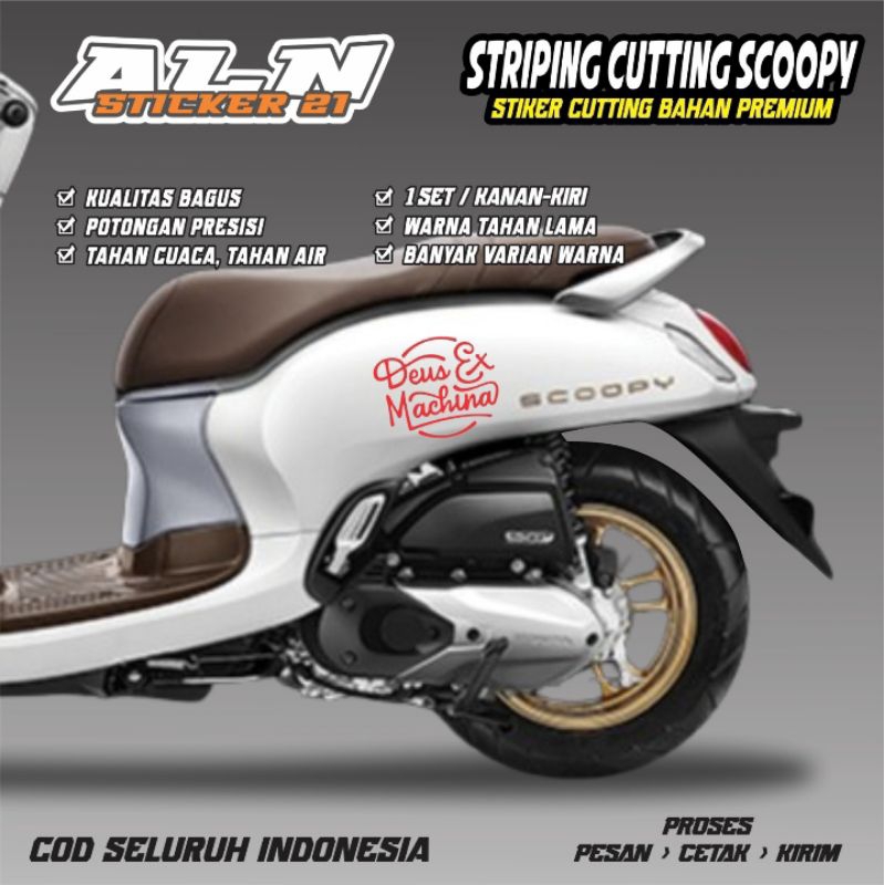 

1 set stiker cutting Deus ex Machina untuk motor Scoopy, vespa, dll.