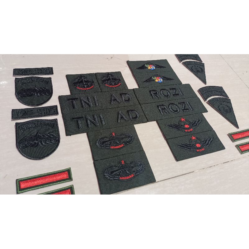 FULL 1 set Atribut bordir papan nama pdl TNI AD