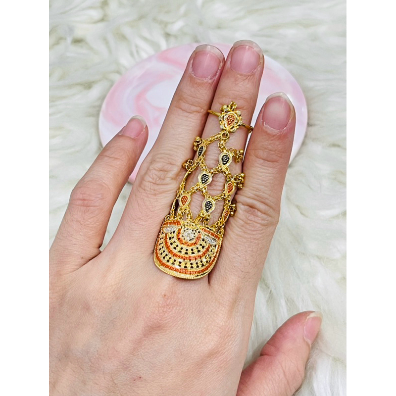 cincin motif dubai 1 jari cantik mewah emas asli kadar 700