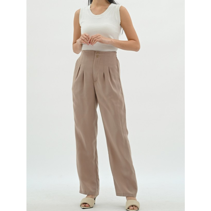 MASCOT Celana Highwaist Loose Pants Trousers (036)  - Celana Kerja Wanita Kantor - Celana Anti Kusut
