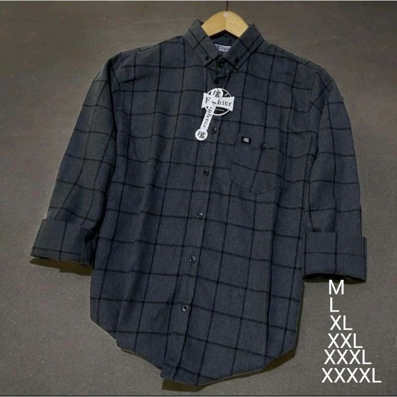 KEMEJA FLANEL JUMBO ABU-ABU OVERSIZE KEMEJA FLANEL PRIA DAN WANITA LENGAN PANJANG TERLARIS