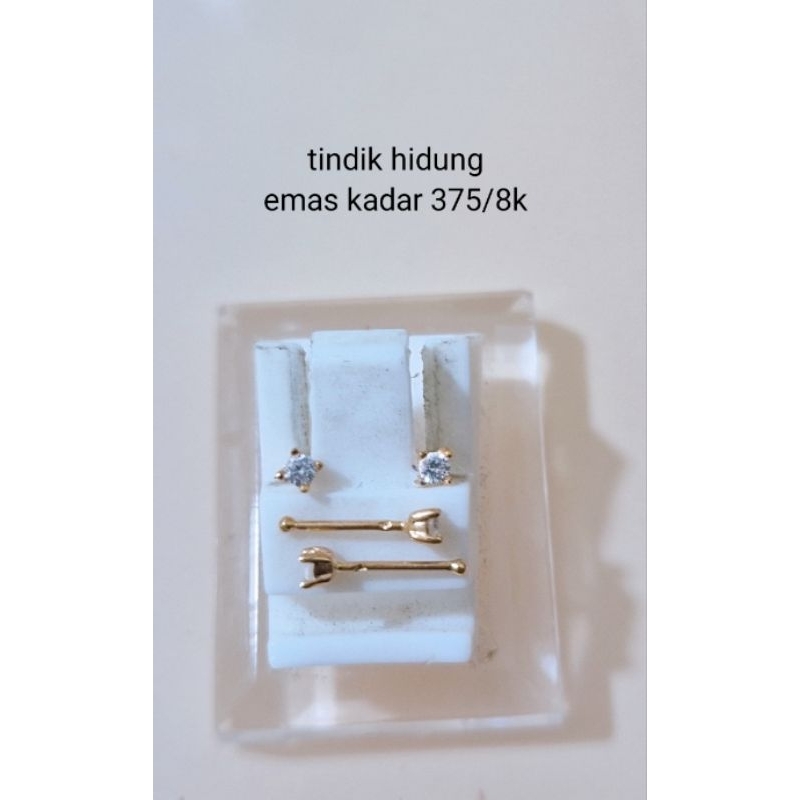 Anting emas tindik hidung / bayi kadar 375/8k (0.19gram harga sepasang)
