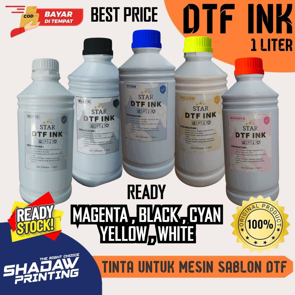 BAHAN BAKU DTF - Tinta mesin DTF murah premium / Tinta CMYK White DTF / Tinta Star Ink